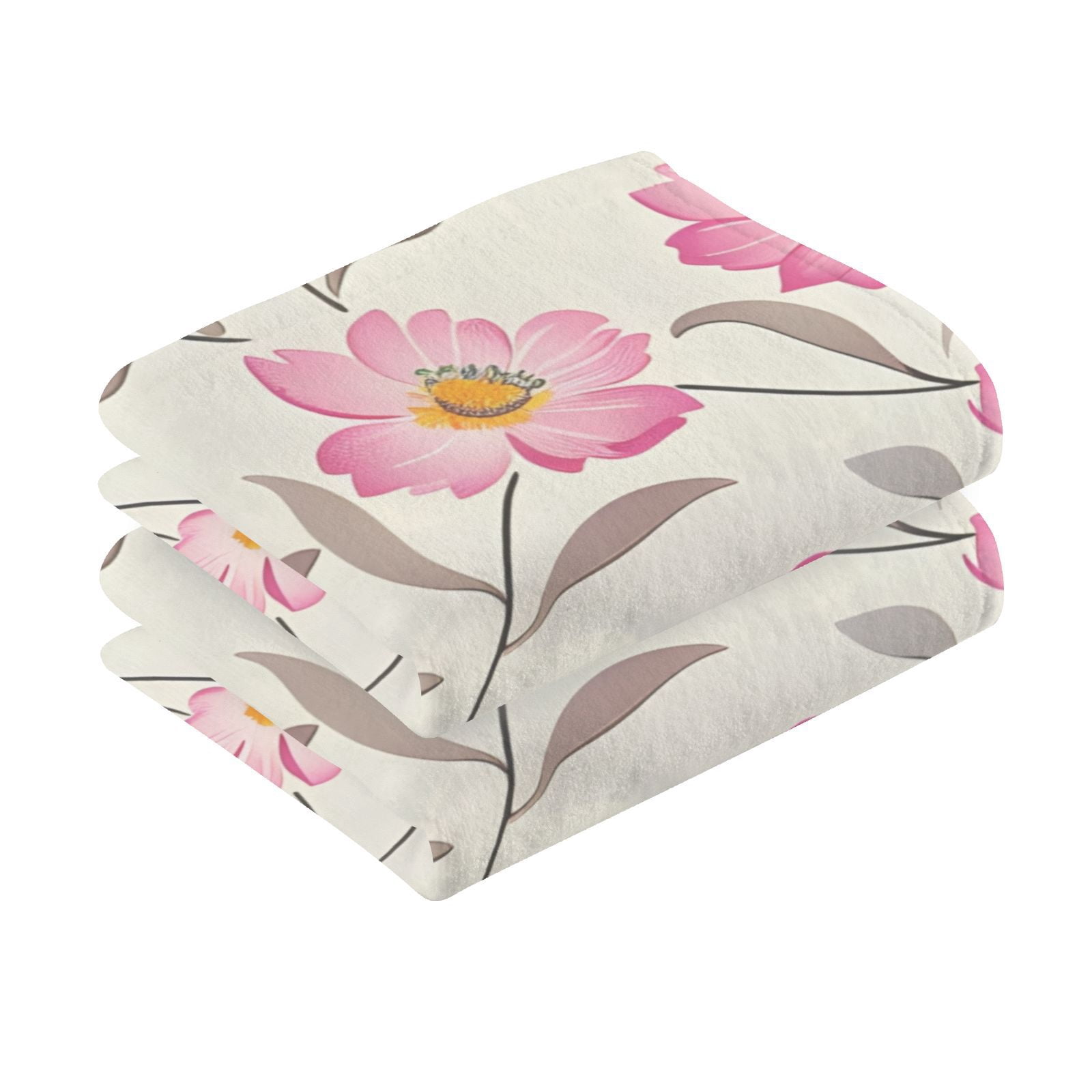 Little Flowers Floral Hand Towels Cotton Bath Towels Large Face Towels Absorbent for Bathroom 2 Packs