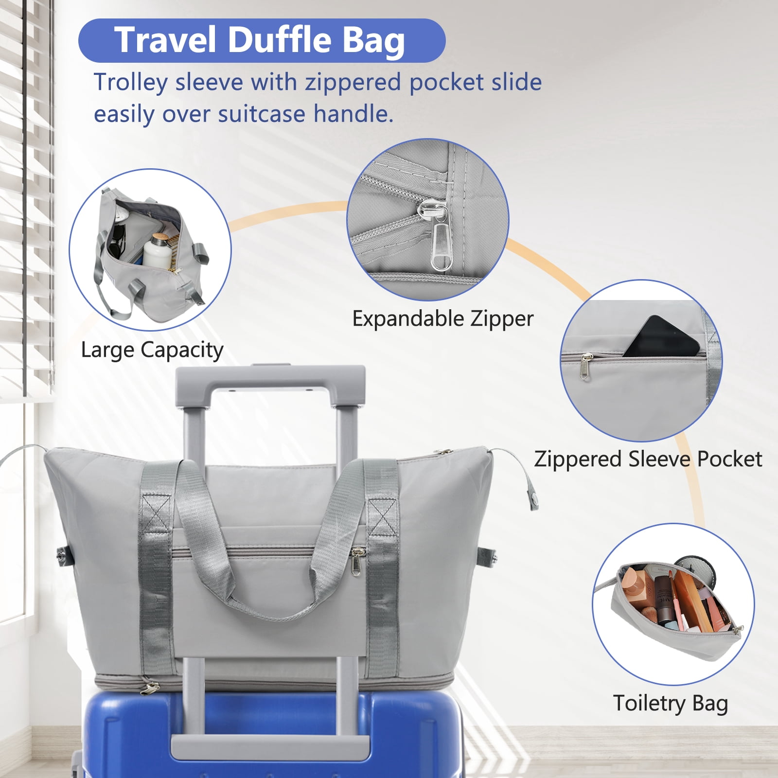 Luggage Sets 3 Piece Lightweight Hardside Rugged Travel Suitcase with Wheels, 22” x 14” x 9” Airline Approved, TSA Lock, Dazzling Blue