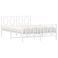 Bed frame with head and footboard metal white 135x190 cm