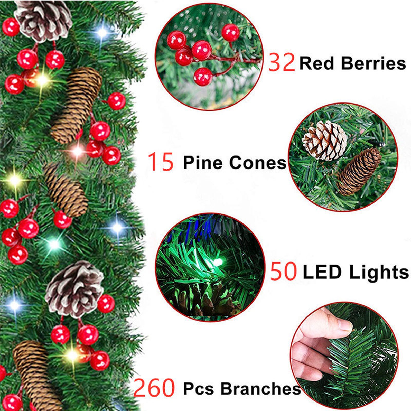 Guirlande De Cèdre Artificielle Pour Noël - Décoration Porte, Cheminée, Intérieur Extérieur Vert Réaliste