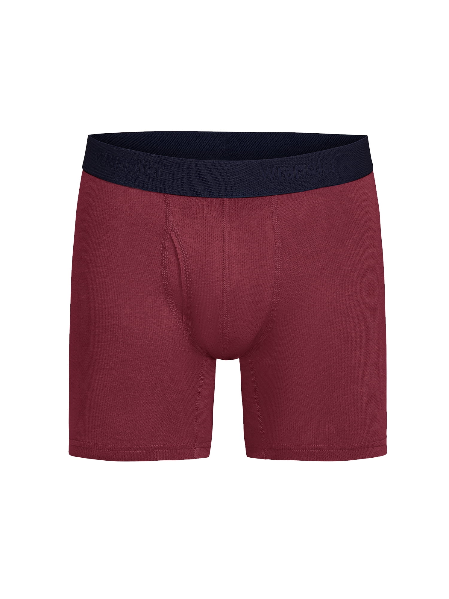 Wrangler 6" Active Cotton Stretch Mesh Boxer Briefs for Men, Small, Tibetan Red/Navy/Charcoal, 6-pack