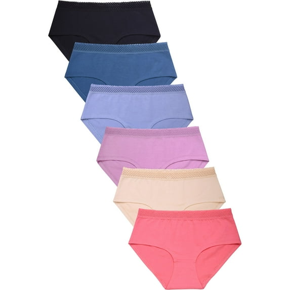247 Frenzy Women's Essentials Sofra PACK OF 6 Cotton Blend Solid Hipster Panty Underwear LP1629CH