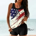 thumbnail image 2 of American Patriotic Swimsuit Tops Adjustable Straps Crew Neck Blouse Sleeveless Summer Swimwear 4th July Swim Top USA Flags Tankini Slim Fit Blouses, 2 of 5
