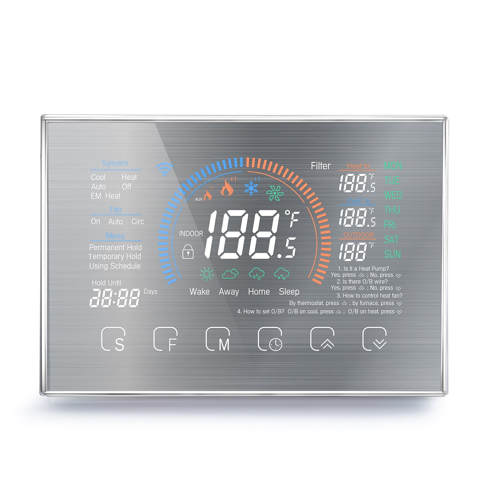 WIFI Intelligent Thermostat with RGB Colorful LCD Display Indoor Constant  Temperature Controller Digital Programmable Thermostat