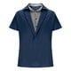 thumbnail image 3 of Playeras Elvqul para Hombre Azul Marino Casual de Color Sólido Manga Corta Solapa, 3 of 5