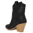 thumbnail image 3 of Forever Women Cowgirl Cowboy Western Ankle Boots Pointy Toe Rhinestone Bling Short Booties RIVER-01 Black Charcoal 6.5, 3 of 3