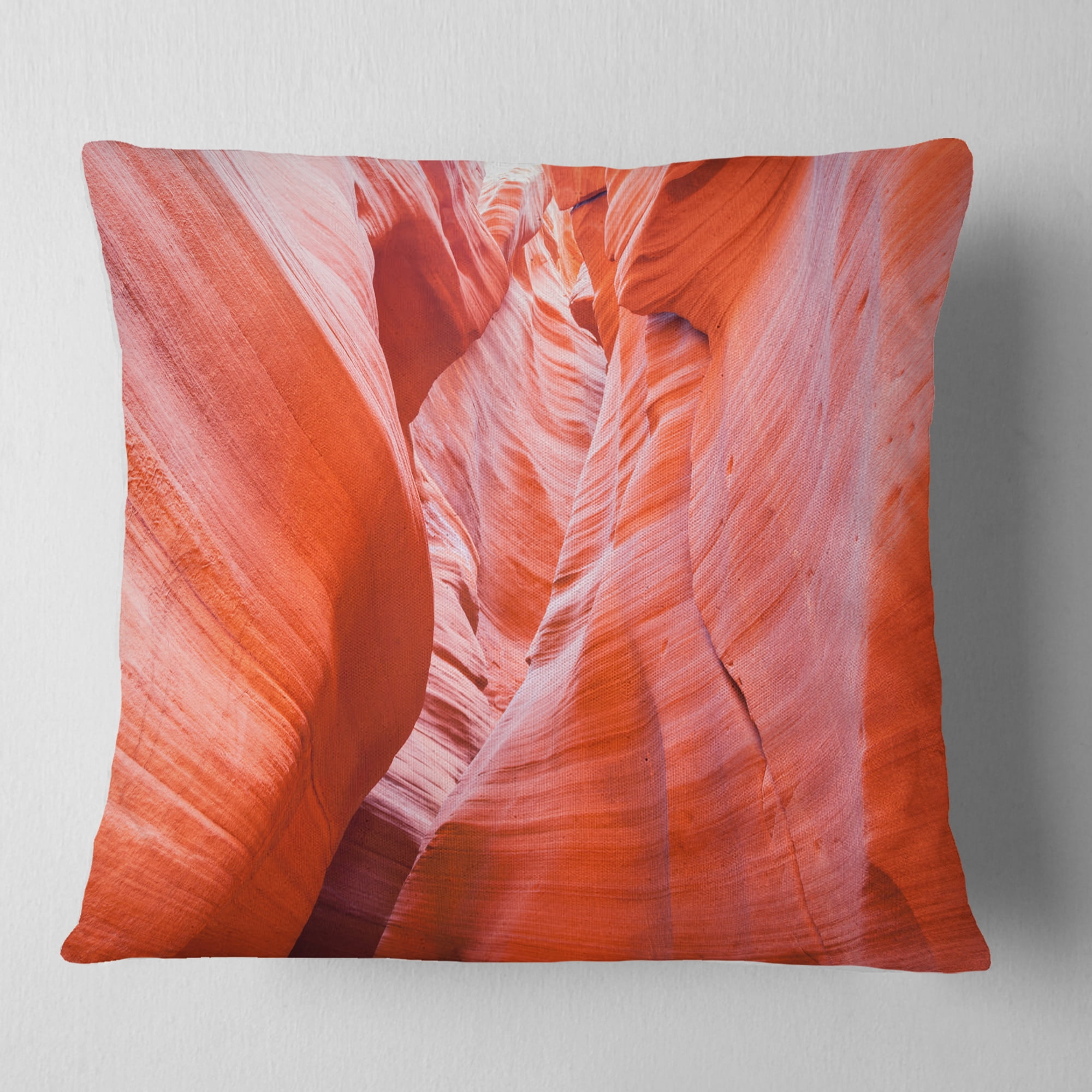 Designart Antelope Canyon Walls - Landscape Photo Throw Pillow - 16x16