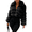 Black, variant on Women's Khaki Fluffy Faux Fur Short Jacket, Lapel Long Sleeve, Zipper Cropped