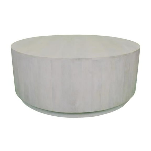 17 x 42 x 42 in. Rustic White Solid Wood Round Distressed Coffee Table