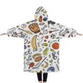 thumbnail image 2 of Oversized Wearable Blanket Hoodie,Baseball Football Pattern Sherpa Blanket Hoodie with Super Pockets,Super Warm Fuzzy Pullover for Women & Men, 2 of 6