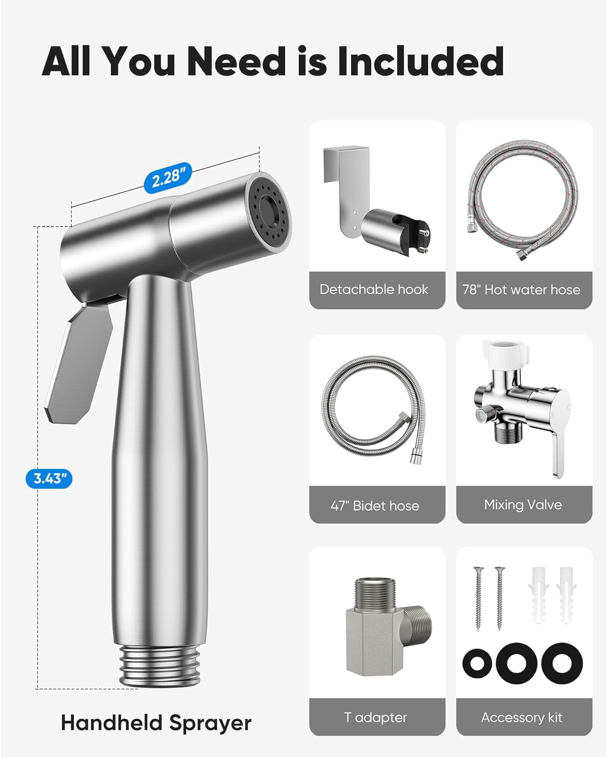 YUNMEIYI Hot and Cold Handheld Bidet Sprayer for Toilet, Warm Water Bidet with Adjustable Pressure, Non-Electric Temperature Control for Feminine Wash