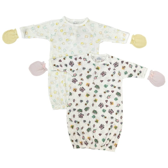 Bambini Layette Newborn Baby Girl 4 Piece Gown Set