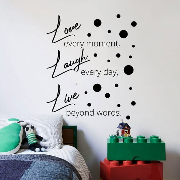 Laugh Every Day Love Live Quote Positive Life Inspiration Motivation Quotes Saying Wall Art Sticker Designs Vinyl Stickers For Home House Walls Rooms Windows Bedroom Decoration Size (10x8 inch)