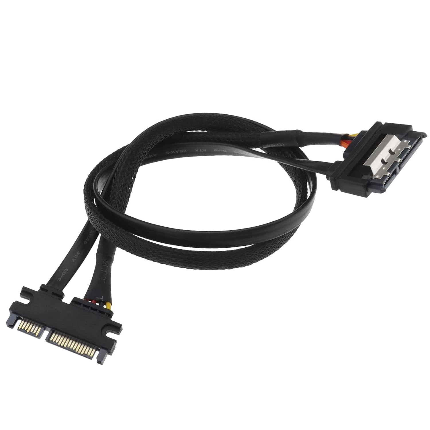 HRTGFD-22 Pin SATA Power Extension Cable 7+15 Male to Female Data Cable with Locking Latch for SATA (Serial) Hard Drives 50cm