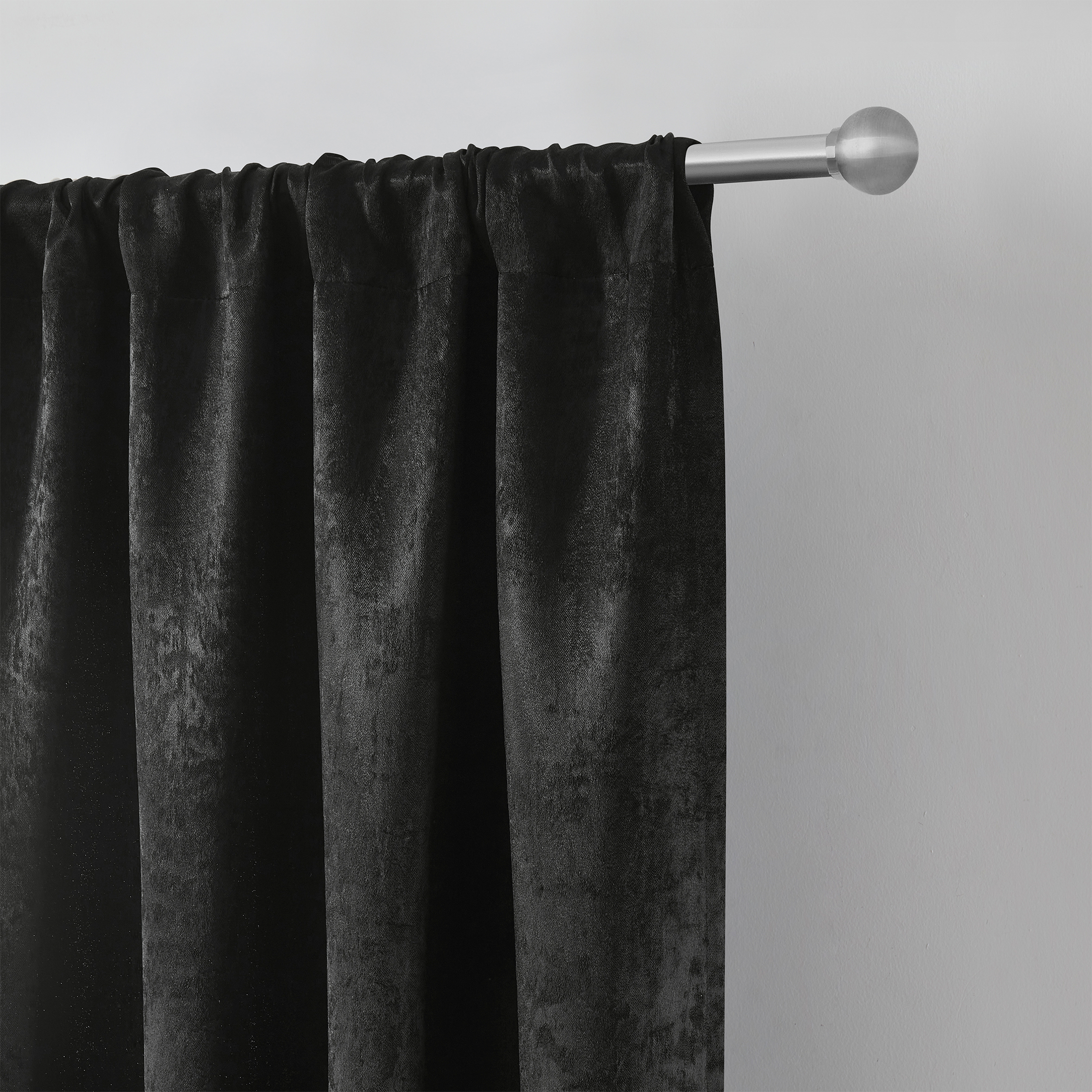 Mainstays Shimmer 99% Blackout Curtains, 2-Panel Set, Black photo 3