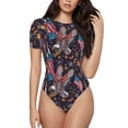 thumbnail image 1 of Balery United States Of America Body de cuello redondo de manga corta para mujer Tops de manga corta Tops básicos-Small, 1 of 7