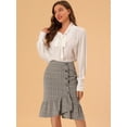thumbnail image 3 of INSPIRE CHIC Women's Plaid Button Closure Elastic Waist Back Ruffle Fishtail Skirt, 3 of 6