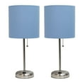 thumbnail image 1 of LimeLights Brushed Steel Stick Lamp with Charging Outlet and Fabric Shade 2 Pack Set, 1 of 7