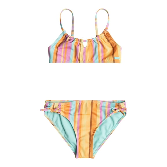 Roxy Girls' Jungle Bralette Set Swimsuit, Opera Mauve Mirage Stripe Swim