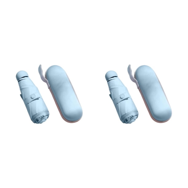 Matsuzay Paraguas plegable de viaje para senderismo, portátil, impermeable, 5 pliegues, sombrillas para el sol y la lluvia, sombrilla, equipo Azul claro 2Conjunto