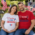 thumbnail image 2 of Pregnancy Announcement Matching Couple Comfort Colors Shirts, Expecting Little Firecracker Tee Set, 4th Of July Gift For New Parents, 2 of 7