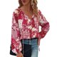 thumbnail image 1 of Camisa de manga larga de linterna para mujer,Camisa informal con cuello en V para mujer Blusa de gasa para mujer Impulsada por el rendimiento, 1 of 8