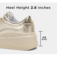 thumbnail image 3 of LUCKY STEP Fashion Chunky Faux Leather Sneakers Low Top Casual Shoes,Gold,Womens, 3 of 9