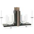 thumbnail image 3 of CosmoLiving by Cosmopolitan 6" Layered U-Shaped Abstract White Wooden Bookends with Black Stands (Set of 2), 3 of 11