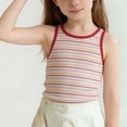 thumbnail image 3 of Fengqque Girls Tank Tops Sleeveless Undershirt Kids Striped Print Shirt Casual Crew Neck Slim Fit Tee Pink 3-4 Years, 3 of 5