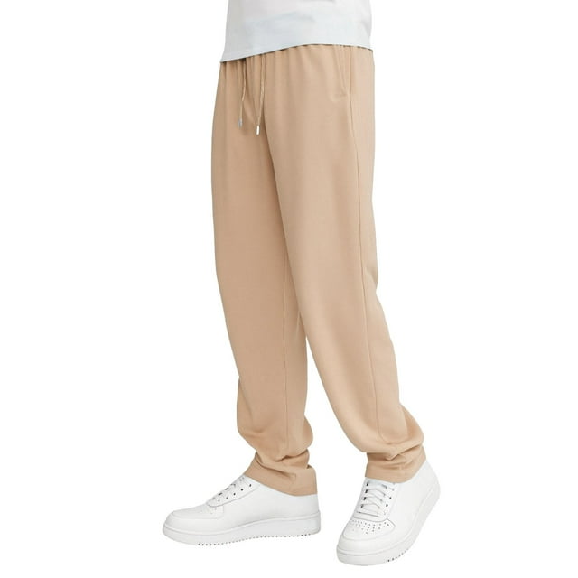 Pantalones cargo deportivos anchos y holgados para hombre: cintura elástica con cordón, mezcla de lino, corte holgado con bolsillos laterales para correr, hacer senderismo o llevar de forma informal.