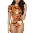 thumbnail image 1 of Balery Halloween 2 Body de cuello redondo de manga corta para mujer Tops de manga corta Tops básicos-Large, 1 of 7