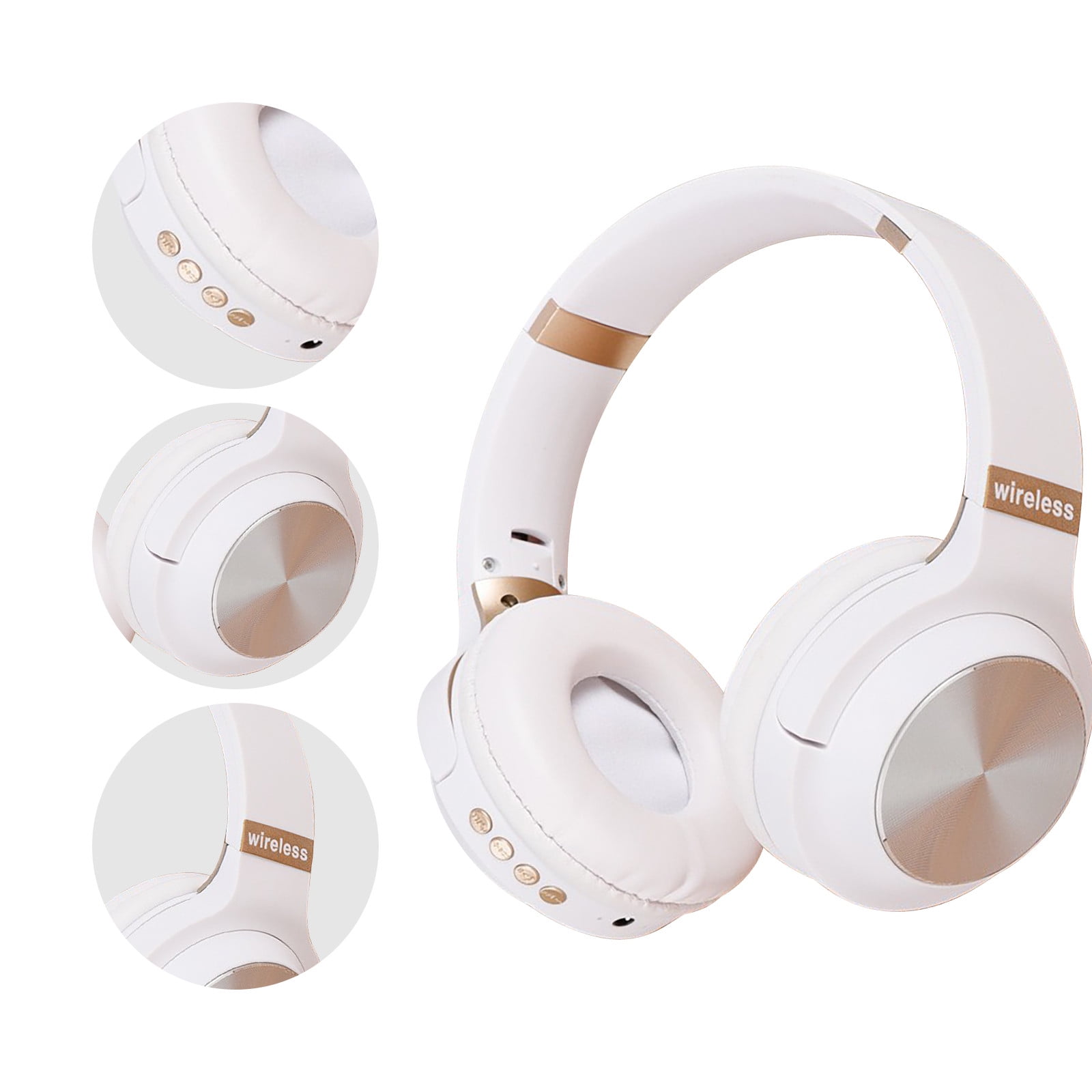 Bluetooth Headphones, 120H Playtime Headphones Wireless Bluetooth with 3 EQ Modes, Low Latency, Hands-Free Calls, Over Ear Headphones for Travel Home Office Cellphone PC - White