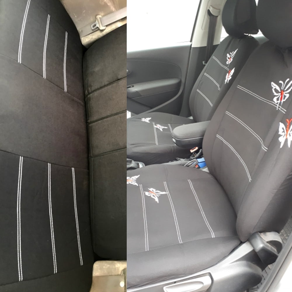 Universal Erflies Erflypattern Embroidered Car Seat Cover Fit Most Vehicles Seats Interior Accessories Black Covers 4pcs Set