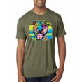 thumbnail image 1 of Cute Happy Smiling Dog Rainbow Pitbull Dog Lover Mens Premium Tri Blend T-Shirt, Military Green, X-Large, 1 of 3