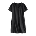 thumbnail image 3 of FRSASU Robe d'Été 100 % Coton pour Filles, Tendance, Col en V, Décontractée, Bohème, Robe Soleil, Printemps, Plage, Fluide, Vacances, Mini, Noire, 3 of 8