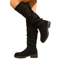 thumbnail image 6 of Women's High Knee Boots Round Toe Suede with Crinkled Back Lacing and Stacked Heel for Fashionable Comfortable Footwear Experience, 6 of 9