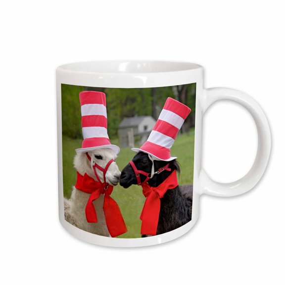 3drose, Usa, Pennsylvania, Erie. Two Llamas Dressed Humorously., 15oz Mug