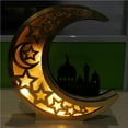 thumbnail image 4 of Creative Wooden Eid Mubarak Ramadan Mirror Golden Moon Table Decorations Castle Hollow Letters with Led Lights Dining Table Decoration Crafts, 4 of 9
