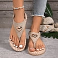 thumbnail image 6 of Womens Toe Ring Flat Sandals Comfortable Flip Flops T Strap Footbed Sandals Ankle Strap Summer Beach Shoes, 6 of 9