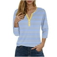 thumbnail image 2 of Rezuofi 1 Pcs 3/4 Sleeve Tops for Women Henley Raglan Notched V Neck T Shirts Three Quarter Length Button Shirts Womens Blouses, 2 of 5