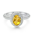 thumbnail image 2 of Gem Stone King 925 Sterling Silver Oval Yellow Citrine and White Moissanite Engagement Ring for Women (1.94 Cttw, Gemstone Birthstone, Available in Size 5, 6, 7, 8, 9), 2 of 5
