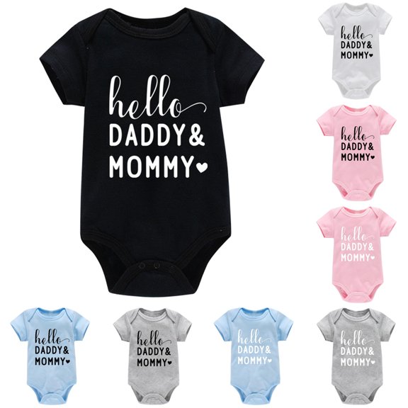 Nfant Boys Girls Short Sleeve Letter Prints Romper Bodysuits Clothes