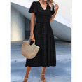 thumbnail image 4 of Vestido Bohemio Informal de Corta con Escote en V y Dobladillo para Mujer, Color Negro, Talla M, 4 of 9