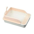 thumbnail image 3 of Cat Litter Tray Kitty Litter Pan Cat Sand Box Semi Enclosed Open Top Pet Kitten Toilet for Small Animals Easy to Clean, No Odor White and Pink L, 3 of 10
