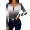thumbnail image 6 of Olyvenn Striped Going Out Tops for Women Henley Long Sleeve Shirts Square Neck Stretch Button Down Ribbed Knit Tshirts Soft Outfits Black XXL, 6 of 9