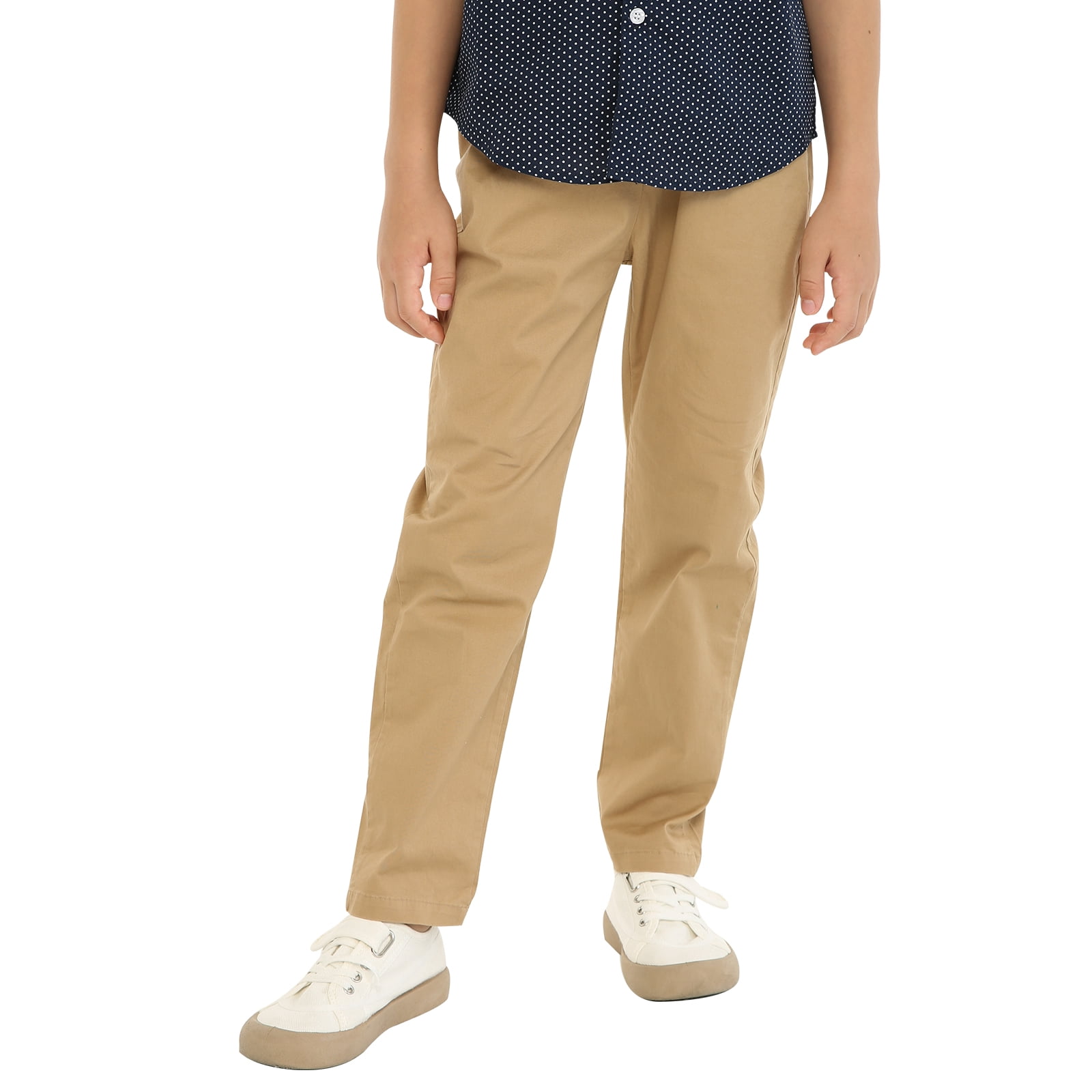 LittleSpring Black Pants Kids School Uniform Pants for Boys Casual Chinos with Elastic Waist Size 12