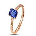 thumbnail image 2 of 1 Carat Emerald cut Sapphire Solitaire Antique Engagement Ring in 14k Rose Gold affordable Sapphire and diamond engagement ring, 2 of 2