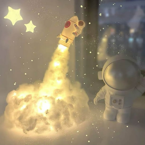 Luces LED, lámpara de escritorio, luz de noche, luz de libro, lámpara de noche de astronauta DIY, lámpara de noche de astronauta de mesa elevable, luz luz