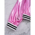 thumbnail image 3 of Sholeno Kids Girls Shiny Metallic Long Sleeve Bomber Jacket Coat Hip Hop Dance Top Motorcycle Pink 10, 3 of 9