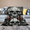 thumbnail image 2 of Patifu Skulls Roses Spider Web Warm Lightweight Blanket Soft Fleece Blankets for All Seasons - Perfect Throw Blanket for Living Rooms Sofa Decor and Cow Gifts - Various Sizes Available 40x50in, 2 of 6